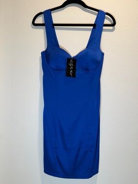 Say What? NWT Satin Dress Women’s S. Royal Blue Padded Bodycon Mini Party Club
